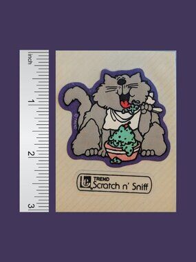 Vintage 80s Used Trend Mint Kitty Scratch and Sniff Mint Ice Cream Sticker